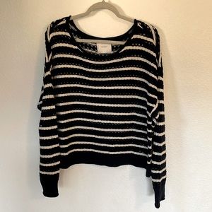 Lucky Brand navy stripe open knit casual sweater